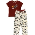 thumbnail image 3 of Lazy One Women's Pajama Set, Short Sleeves with Cute Prints, Relaxed Fit, Rise & Shine Chicken, 3 of 7