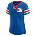 thumbnail image 2 of Women's Fanatics Royal New York Giants Bling Athena Jersey Style Lace-up T-Shirt, 2 of 3
