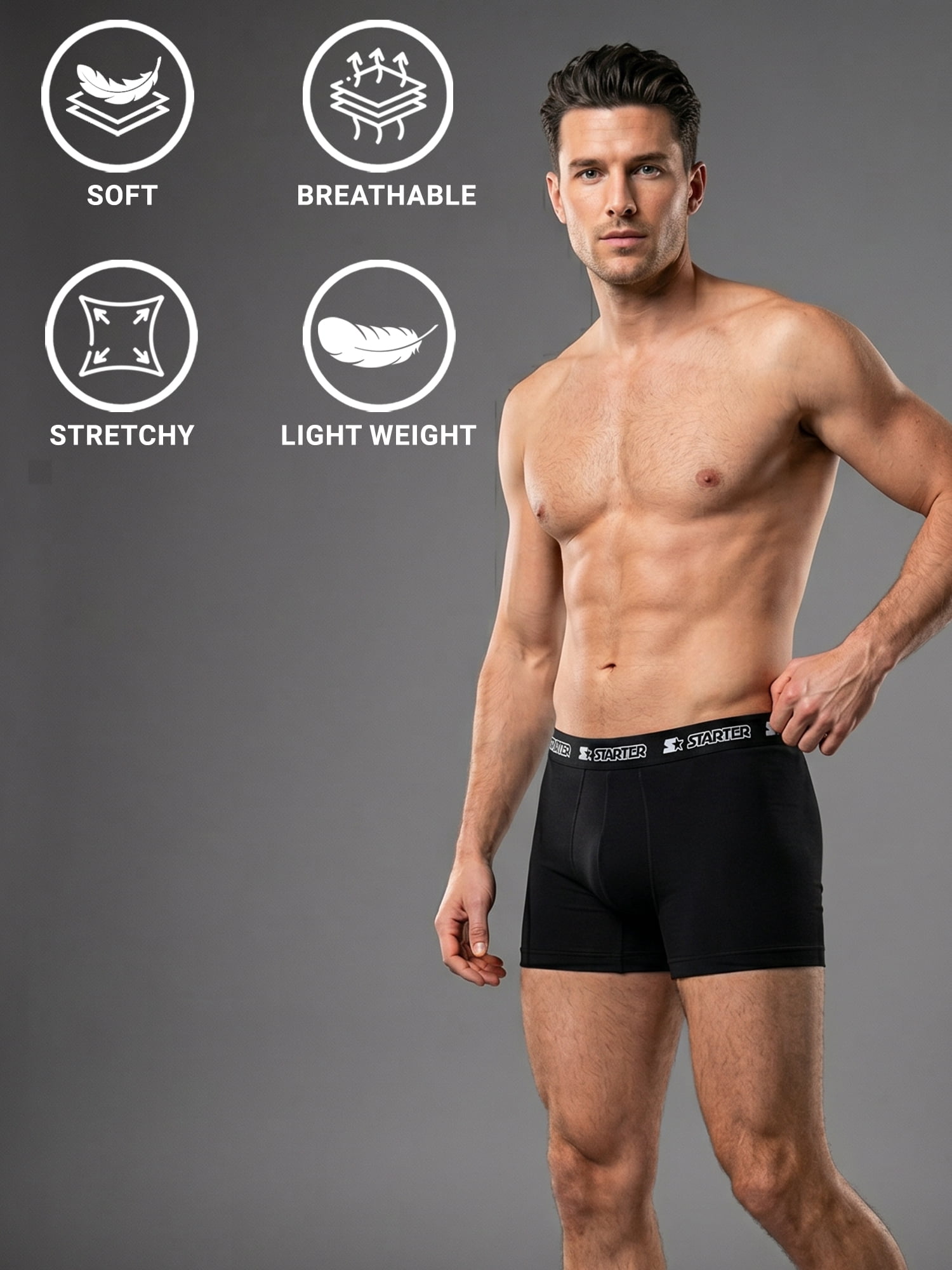 Starter Cotton Mens Briefs Breathable Underwear for Men, S-XL Multi Color 5-Pack