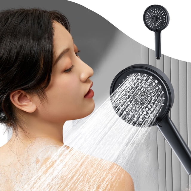 TIMIFIS Apartment Essentials Shower - High-Pressure Handheld Showerhead with Large Panel Outlet - Hard Water Softener Filtered Shower , High Pressure 5 Spray Modes Handheld Shower for The E