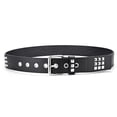 thumbnail image 4 of Cinturón de remache de metal punk rock con tachuelas de pirámide brillante para mujeres y hombres - Cinturón con tachuelas negro Cinturón de remache de punk rock Cinturón de hilos con ojales, 4 of 5