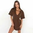 thumbnail image 2 of Women's V-neck Halter Neck Hollow Summer Sexy Fashion Simple Comfortable Casual Style Waist Dress, 2 of 2