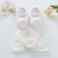 thumbnail image 3 of Newborn Baby Turban Hats and Shoes Set Hospital Hat Nursery Beanie Headwrap Hat Soft Sole Crib Shoes Set, 3 of 6