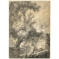 thumbnail image 2 of Jean-Baptiste Huet 14x18 Black Ornate Wood Framed Double Matted Museum Art Print Titled - Shepherd and Shepherdess in a Bucolic Landscape (1770), 2 of 5