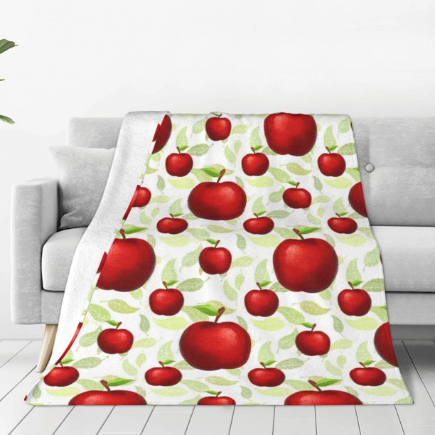 Fotbe Fruit Apples Manta de Franela Acolchonada con Estampado, Súper Suave y Esponjosa, Extra Grande para Sofá, Cama, Uso Todo el Año-60"x50"