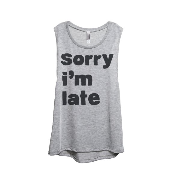 Thread Tank Im Late Women's Sleeveless Muscle Tank Top Sport Grey Small