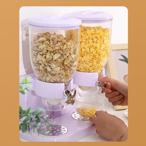 Hi,Fancy Double Cereal Dispenser Dual Food Dispenser for Home Pantry Cereal White