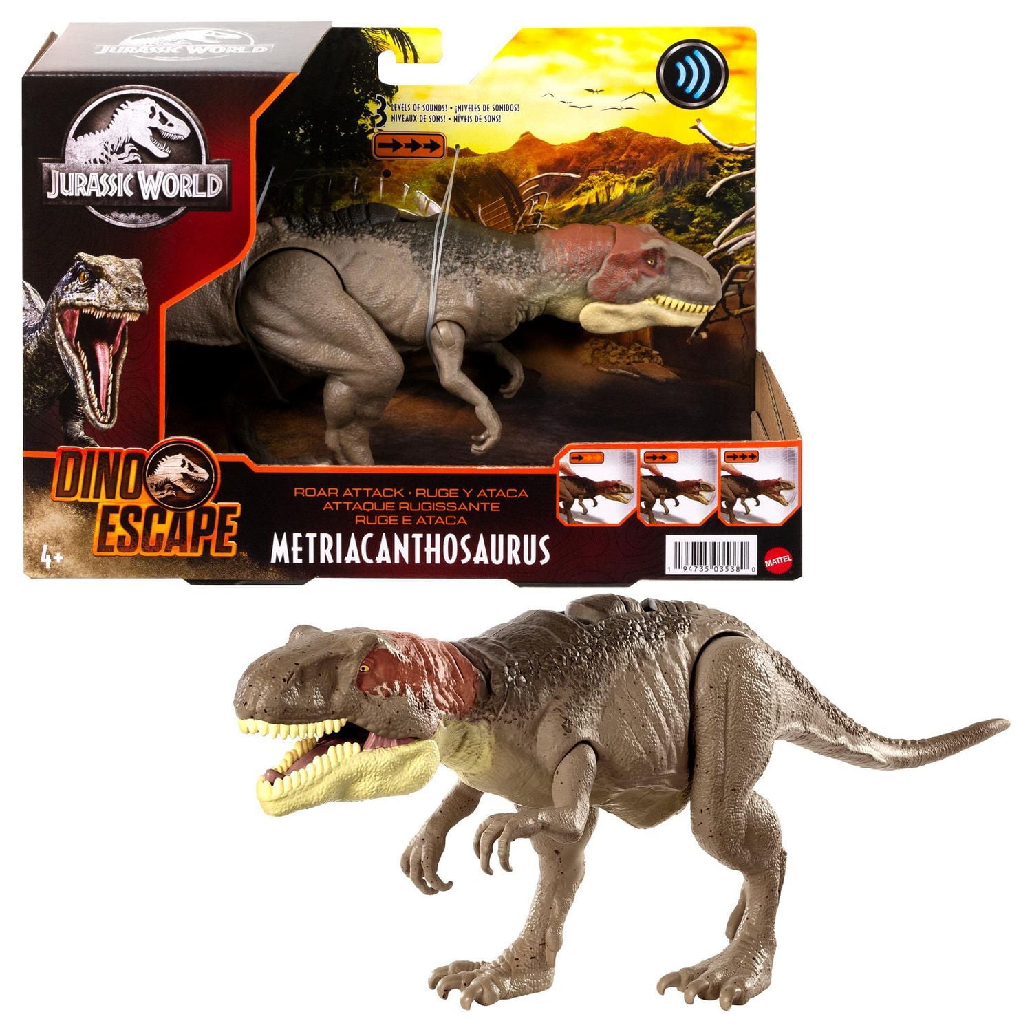 Jurassic World Roar Attack Metriacanthosaurus Dinosaur Action Figure Toys 4 Year Olds & Up