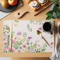 thumbnail image 2 of Pink Purple Flower Placemats Set of 6, Spring Farmhouse Country Floral Leaf Placemats for Dining Table, Place Mats for Kitchen Tabletop, Waterproof Wipeable Dining Table Mats Set, 2 of 9