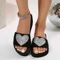 thumbnail image 3 of Aayomet Women's Slippers Ladies Fashion Summer Flashing Heart Decoration Open Toe Slope Heel Slippers,Silver 8.5, 3 of 5