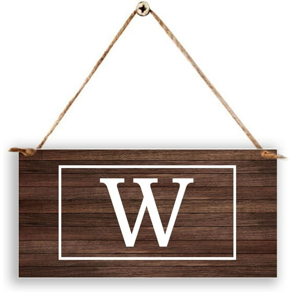 Novelty Monogram Letter Hanging Door Sign White Initial Wall Art Decor Add Your Design Wood Signs Wall Hanging Board Welcome Sign Home Yard Garden 5x10 Inch