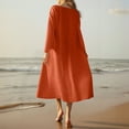 thumbnail image 4 of WULMLEO Linen Dresses for Women 2025 Flowy V Neck Short Sleeve Maxi Dress Lightweight Summer Beach Vacation Clothes Orange 2XL, 4 of 5