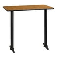thumbnail image 2 of BizChair 30'' x 42'' Rectangular Natural Laminate Table Top with 5'' x 22'' Bar Height Table Bases, 2 of 4