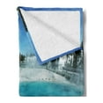 thumbnail image 2 of Yellowstone Soft Flannel Fleece Blanket, Hot Clear Spring and Evergreen Forest in Yellowstone Snowy Wintertime View, Cozy Plush for Indoor and Outdoor Use, 50" x 60", Turquoise Blue, by Ambesonne, 2 of 5