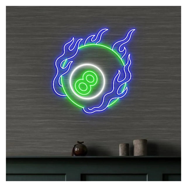 Letrero De Neón Bola Billar, Decoración Montada En La Pared Alimentada Por USB Para Sala Y Bar Deportivo, 40cmx40cm