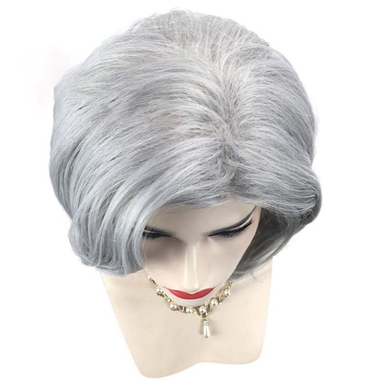 White Female Short Grey Bob Wig Lace Title Synthetic Silver  display picture 3