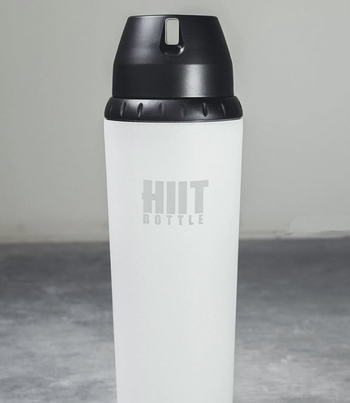 HIIT Bottle (WHITE. Stainless Steel Insulated Water Bottle with and Mixer (24 oz. BPA Free)