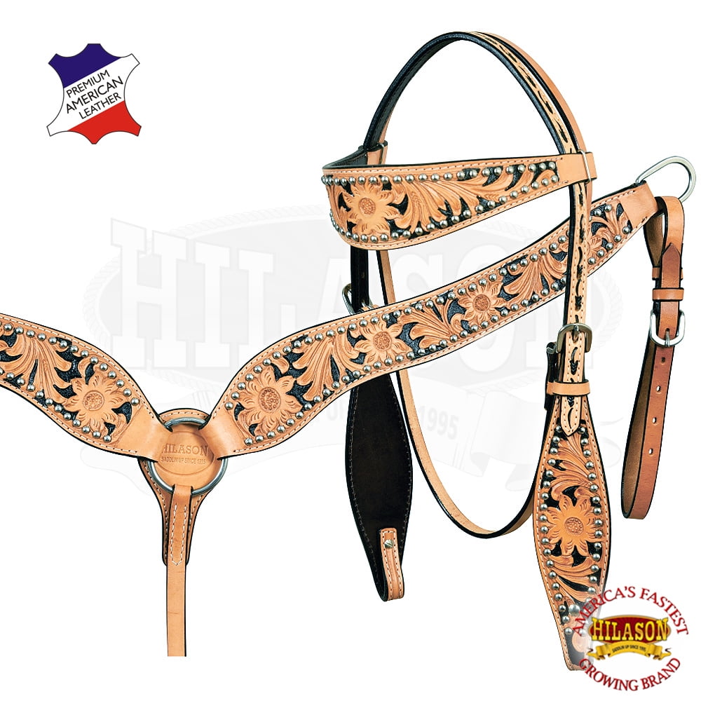 HILASON Horse Western Headstall Breast Collar Set American Leather Pink