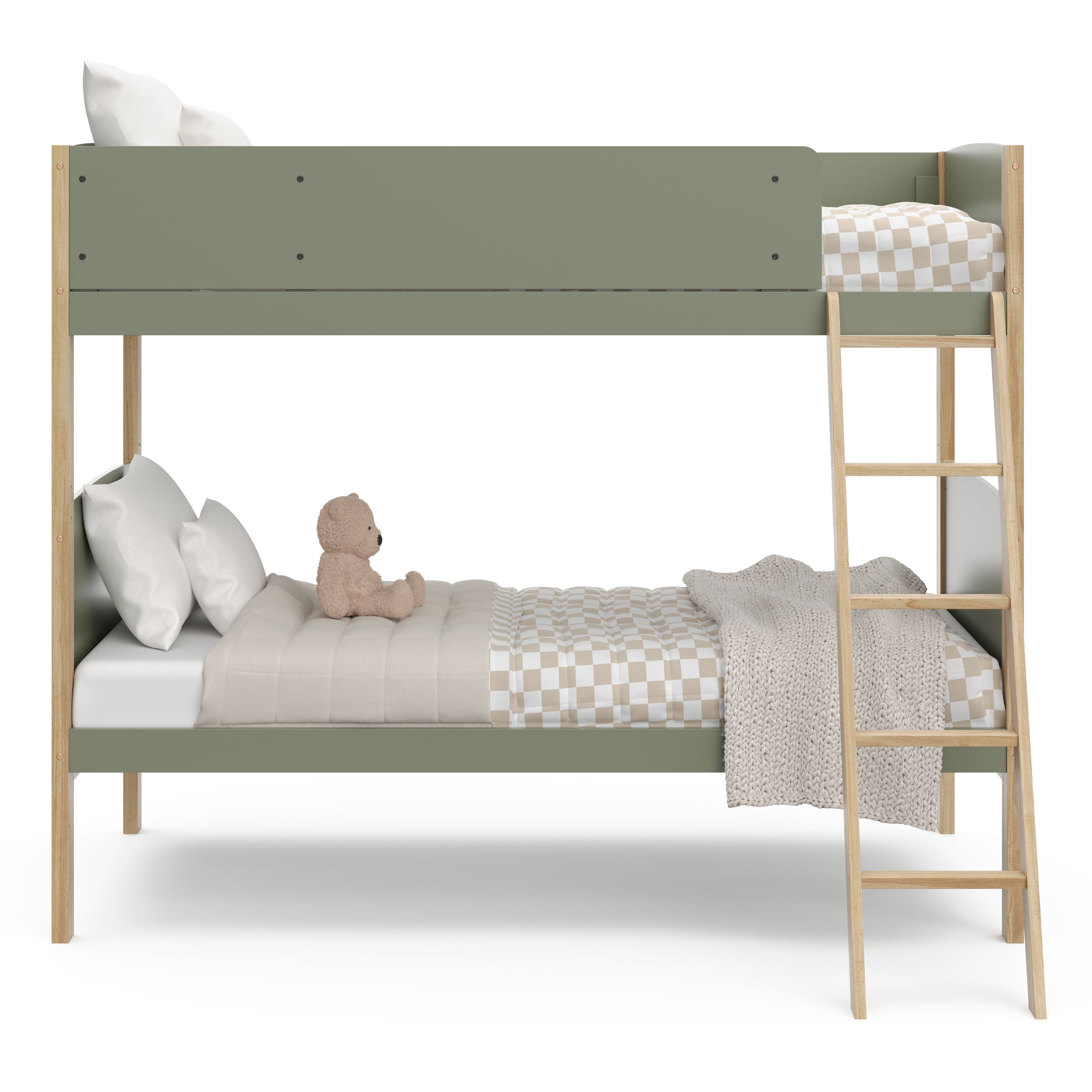 Storkcraft Next Delray Twin-over-Twin Bunk Bed, Olive with Natural