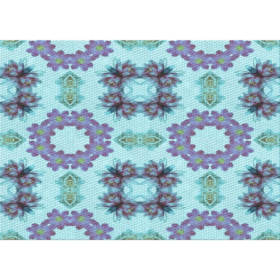 Ahgly Company Indoor Rectangle Patterned Slate Blue Grey Blue Area Rugs, 6' x 9'