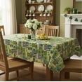 thumbnail image 4 of Serafina Home St. Patrick's Day Irish Vinyl Flannel Backed Tablecloth for Dining Room Kitchen Table Decor: St. Pat's Lucky Shamrock Clovers Green White Yellow Gold St. Pats Patchwork 52" x 102", 4 of 14