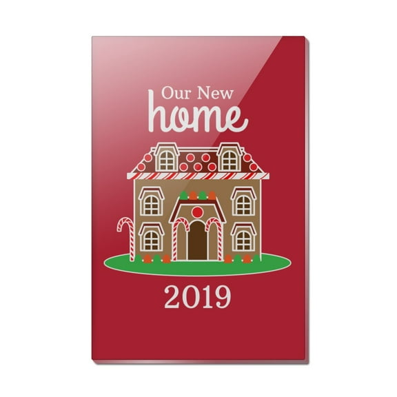 Our New Home 2019 Gingerbread House on Red Rectangle Acrylic Fridge Refrigerator Magnet