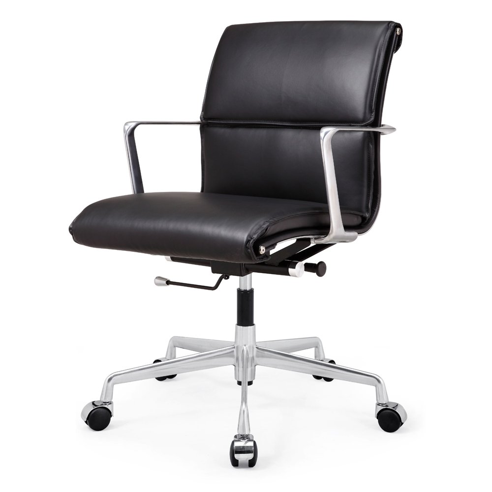 Meelano M347 Black Italian Leather Office Chair