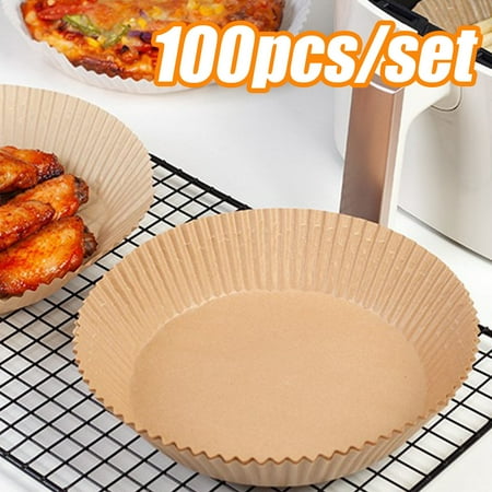 

Beechoice 100Pcs /Set Air Fryer Disposable Paper Liner Disposable Fryer Paper Pads Non-Stick Air Fryer Lined Oil Resistant Waterproof Food Grade Baking Paper Baking Microwave Baking Paper