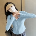 thumbnail image 6 of Women's Cropped Running Workout Jackets Zip Slim Athletic Jacket with Thumb Holes Lightweight UPF 50+ Long Sleeved Thin Sports Hiking Top, 6 of 8