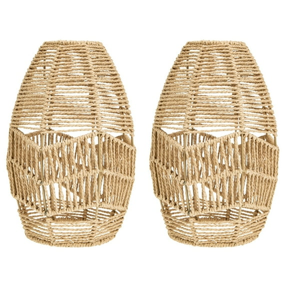 MLINS 2pcs Chandelier Retro Lampshade Hanging Light Cover Woven Style Light Cover for Shop