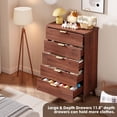 thumbnail image 4 of 5 Drawers Dresser for Bedroom, 47.2" Tall Dressers with Curved Profile Design, Fluted Wood Drawers with Gold Handle, Modern Chest of Dressers with Thickened Design for Living Room, Walnut, 4 of 8