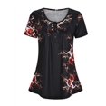 thumbnail image 4 of LAPA Womens Henley V-Neck Floral Blouse Pleated Button Tunic Shirt Top, 4 of 6