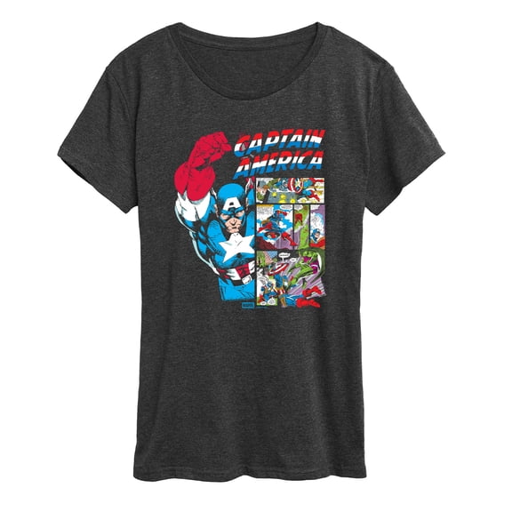 Marvel - Captain America Comic Panel Portrait - Women's Short Sleeve Graphic T-Shirt
