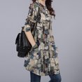 thumbnail image 5 of Gibobby Camisas Para Mujer Elegantes Camiseta de mujer de manga larga de lino y algodón de longitud media con cuello estampado（Azul， M), 5 of 5