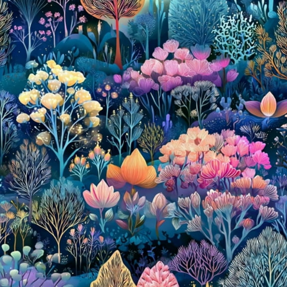 Peel and Stick Wallpaper 23.6in x 9.8ft Vibrant Fantasy Forest Colorful Flowers Foliage Contact Paper Vinyl Self-Adhesive Removable Wall Paper for Bedroom DIY Home Decor Renter Friendly