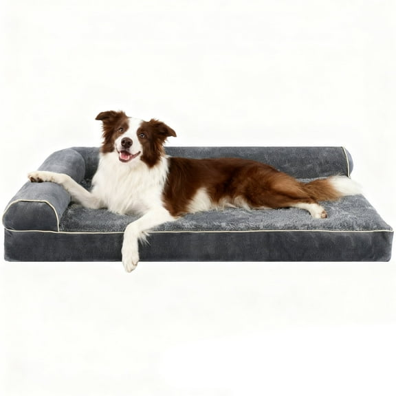 YUWENUS 40" Orthopedic Dog Bed for Large Dog, Waterproof Memory Foam Pet Bed, Non-Slip Bottom Dog Sofa with Washable Removable Cover, Grey