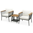 thumbnail image 4 of Kadyn Patio Furniture Sets,Outdoor Conversation Sets,3 Piece Patio Furniture Set Rattan Chair Set with 2-Tier Coffee Table-White, 4 of 7