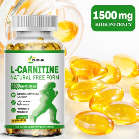 ZHPHK High Active L-Carnitine 1500mg Supports Energy Production Sports Nutrition Supports Memory/Focus 120 Vegetable Capsules