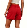 thumbnail image 4 of ClodeEU Women's High Waisted Drawstring Athletic Shorts, Elastic Waist Running Shorts with Pockets Red,Women's Plus S, 4 of 5