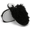 thumbnail image 3 of Seranoma Jenna Womens Ladies Fuzzy Flat Comfort Fur Thermal Indoor Outdoor Slide Home Slippers Black, 3 of 7