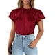 thumbnail image 1 of Blusa de Mujer PRETTYGARDEN Manga con Volantes Satén Vino Rojo XL, 1 of 6