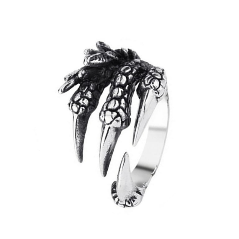 Titanium Steel Dragon Claw Rings for Men Cool Male Biker Ring Punk