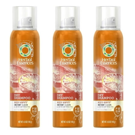 Herbal Essences Dry Shampoo, Body Envy, Instant Clean & Lightweight Fresh Feel, Citrus Scent, 140g (4.9 oz) (Pack of 3)