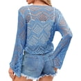 thumbnail image 4 of Women Summer Boho Tops Sheer Crochet Coverup Beach Bathing Swimsuit Cover Ups Shrugs Crop Swimwear Outfits, 4 of 5