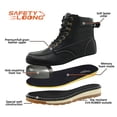 thumbnail image 2 of SAFETY LOONG Moc Toe Work Boots for Men Steel Toe Comfortable Full Grain Leather Non Slip Wedge Outsole Construction 6" Workboots Black 11.5, 2 of 8