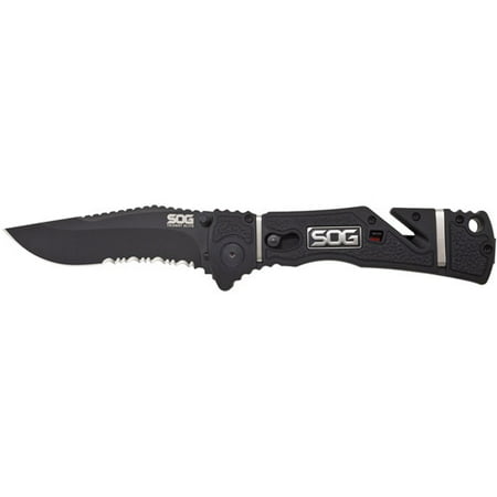 SOG Trident Elite Assisted Folding Knife TF106-CP, Black TiNi 3.7