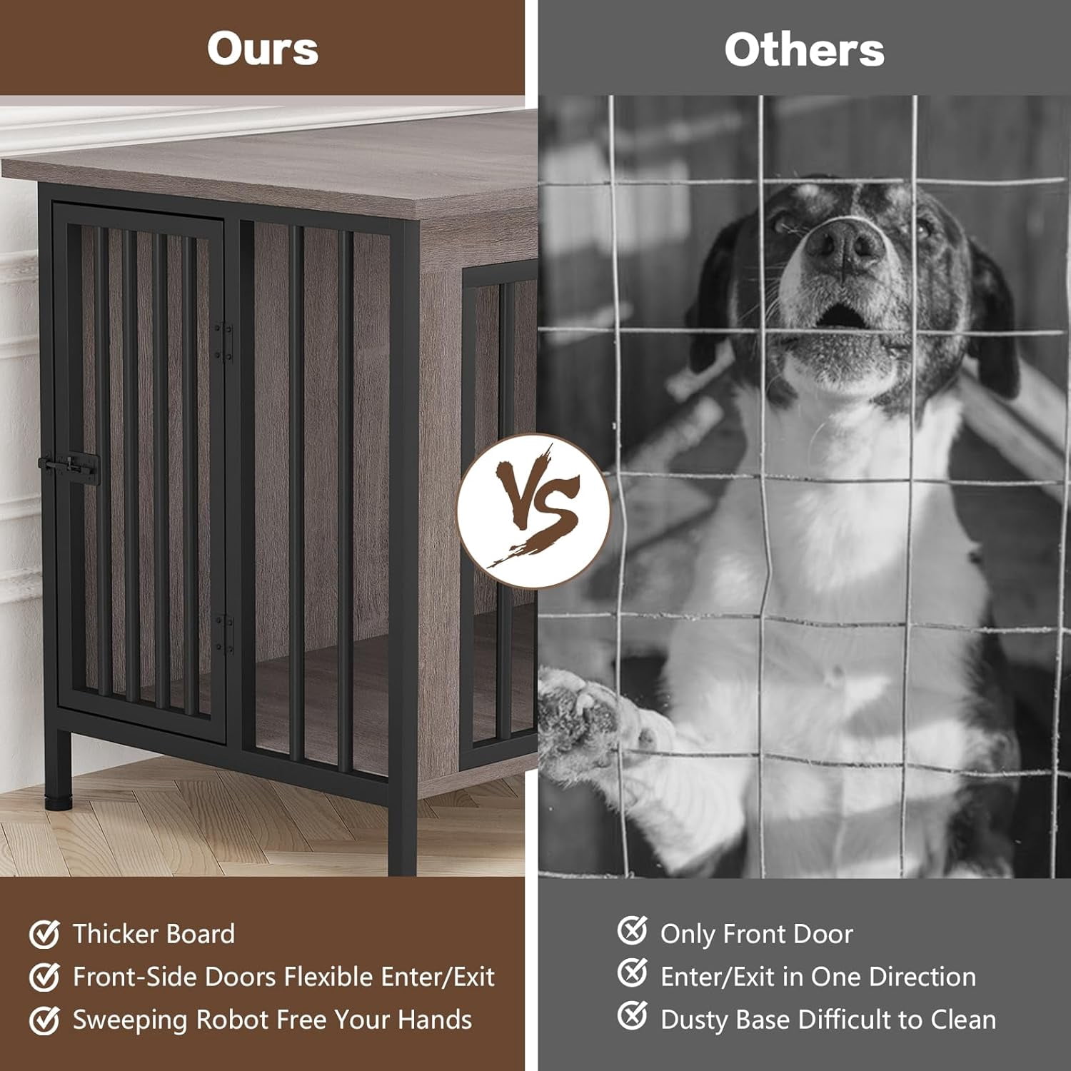 POAO 31.5" L Dog Crate Furniture, Heavy Duty Dog Crates for Small Dogs(20-35 Pounds), Dog Kennel Furniture Indoor as TV Stand, Oak Grey