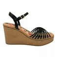 thumbnail image 2 of BOC Catalina Women's Platform Wedge Sandal Size 7 Black/Tan Glossy Straps Twist, 2 of 7