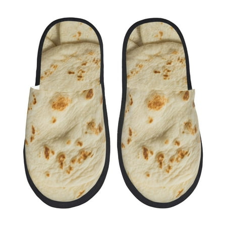 Balery Taco Tortillas Slient Indoor Furry Fleece Comfort House Shoes Soft Non-Slip Home Shoes Cotton slippers House Slippers-- Large