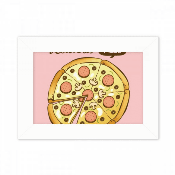Sausage Mushroom Pizza Italy Foods Photo Mount Frame Picture Art Painting Desktop 5x7 inch